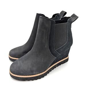 TOMS Maddie Wedge Ankle Bootie Round Toe Women's Black Size US5 EU35.5